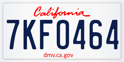 CA license plate 7KFO464