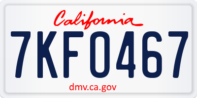 CA license plate 7KFO467