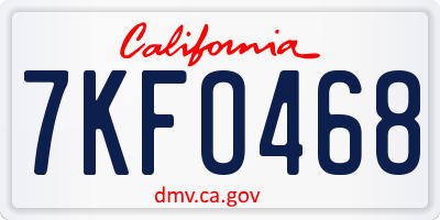 CA license plate 7KFO468
