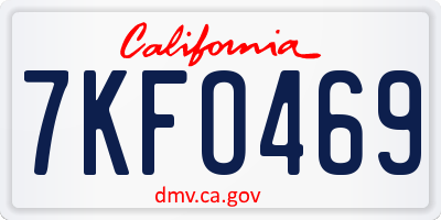CA license plate 7KFO469