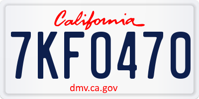 CA license plate 7KFO470