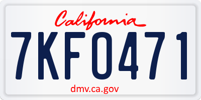 CA license plate 7KFO471