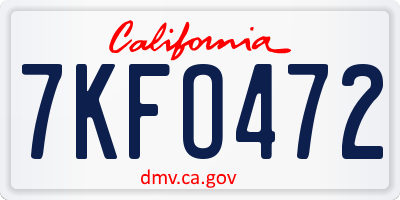 CA license plate 7KFO472