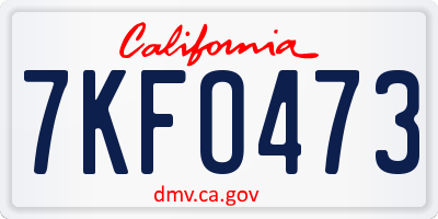 CA license plate 7KFO473