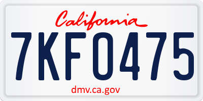 CA license plate 7KFO475