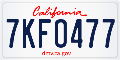 CA license plate 7KFO477