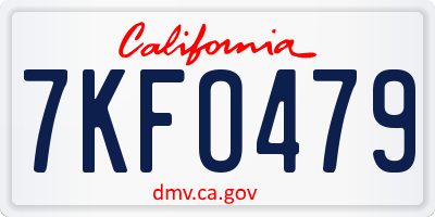 CA license plate 7KFO479