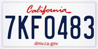 CA license plate 7KFO483