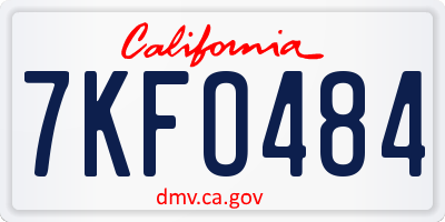 CA license plate 7KFO484