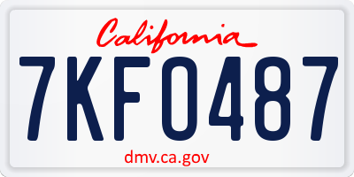 CA license plate 7KFO487
