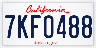 CA license plate 7KFO488