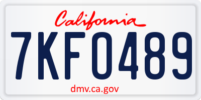 CA license plate 7KFO489