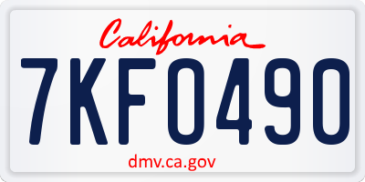CA license plate 7KFO490