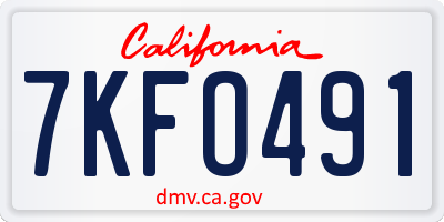 CA license plate 7KFO491