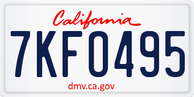 CA license plate 7KFO495