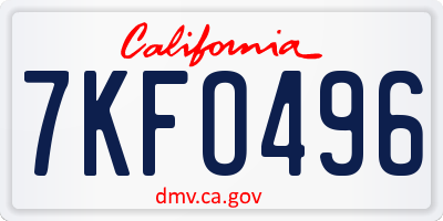 CA license plate 7KFO496