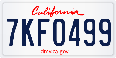 CA license plate 7KFO499
