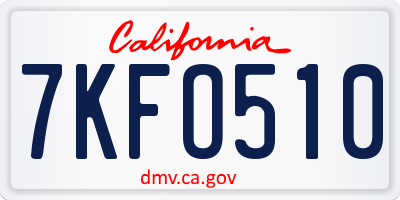 CA license plate 7KFO510
