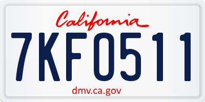 CA license plate 7KFO511