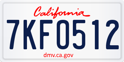 CA license plate 7KFO512