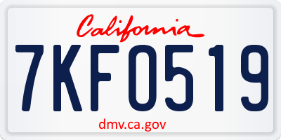 CA license plate 7KFO519