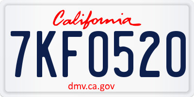 CA license plate 7KFO520