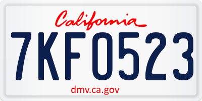 CA license plate 7KFO523