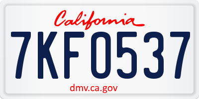 CA license plate 7KFO537