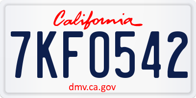 CA license plate 7KFO542