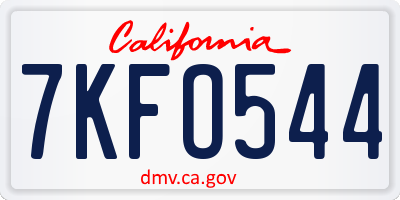 CA license plate 7KFO544
