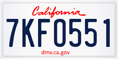CA license plate 7KFO551