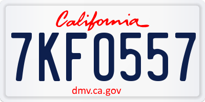 CA license plate 7KFO557