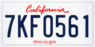 CA license plate 7KFO561