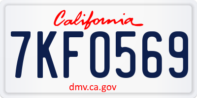 CA license plate 7KFO569