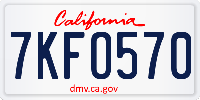 CA license plate 7KFO570