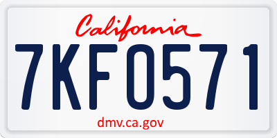 CA license plate 7KFO571