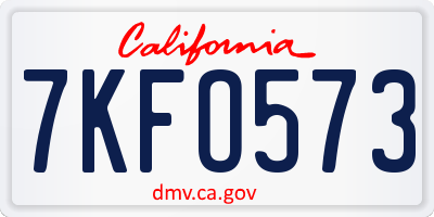 CA license plate 7KFO573