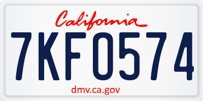 CA license plate 7KFO574