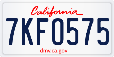 CA license plate 7KFO575