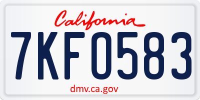 CA license plate 7KFO583