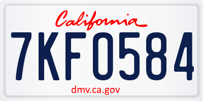 CA license plate 7KFO584
