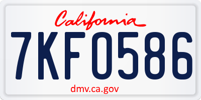 CA license plate 7KFO586