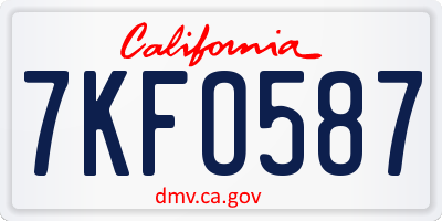 CA license plate 7KFO587