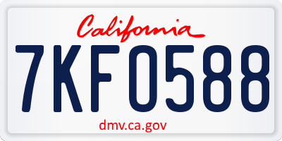 CA license plate 7KFO588