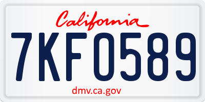 CA license plate 7KFO589