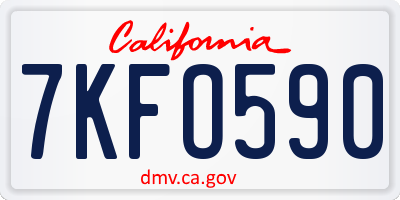 CA license plate 7KFO590