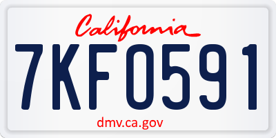 CA license plate 7KFO591