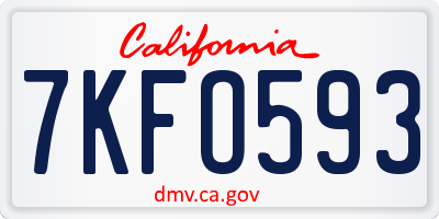 CA license plate 7KFO593