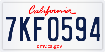 CA license plate 7KFO594