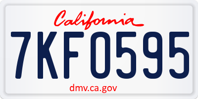 CA license plate 7KFO595